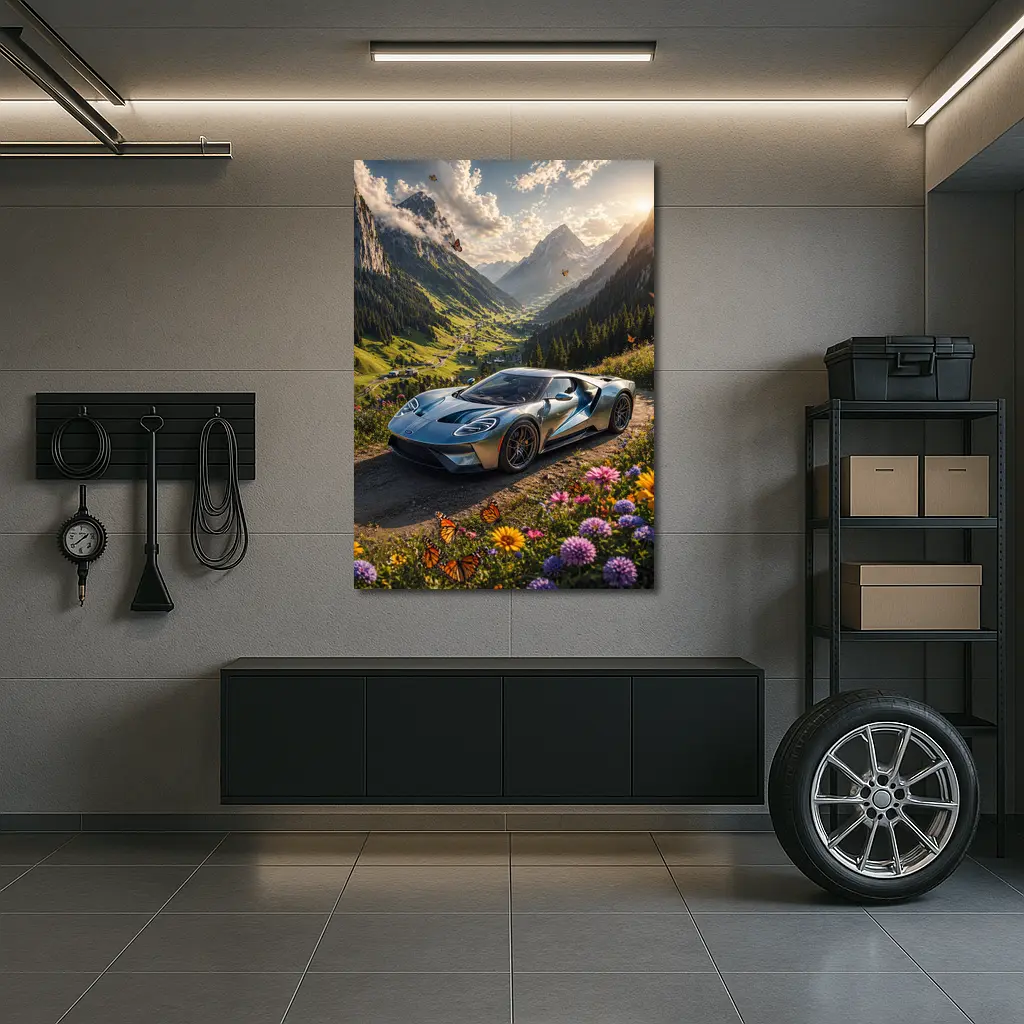 Ford GT Supercar Alpine Valley Wildflowers – Wall Art