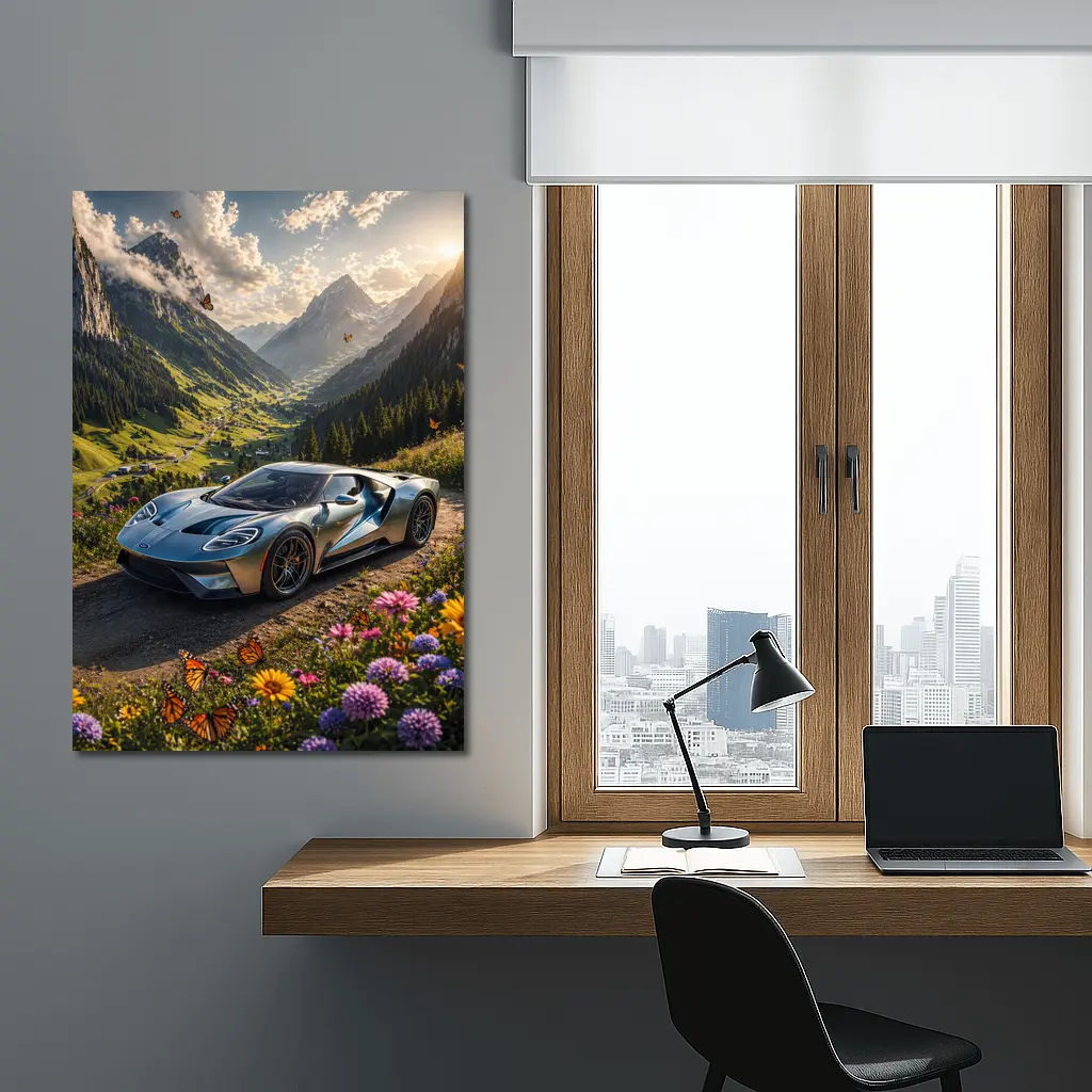Ford GT Supercar Alpine Valley Wildflowers – Wall Art
