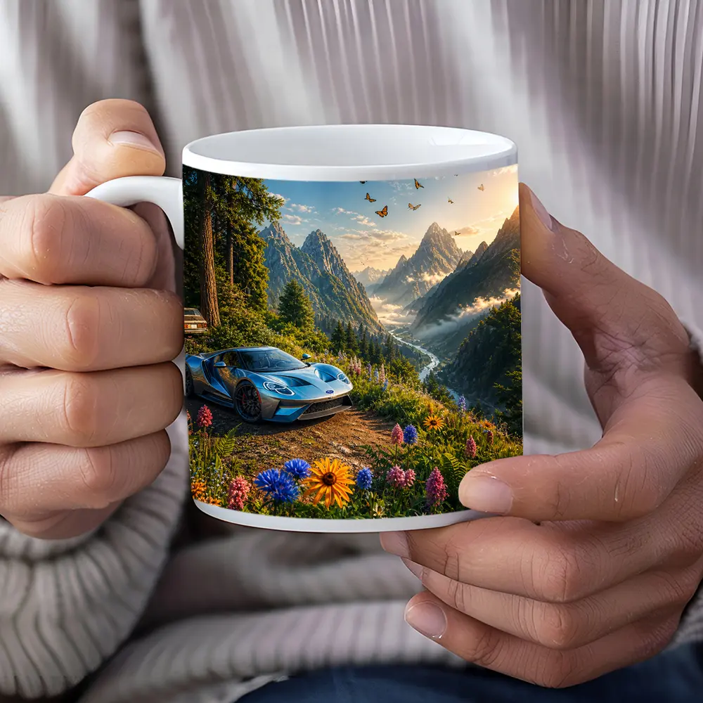 Ford GT Supercar Mountain Valley Wildflowers – Mugs