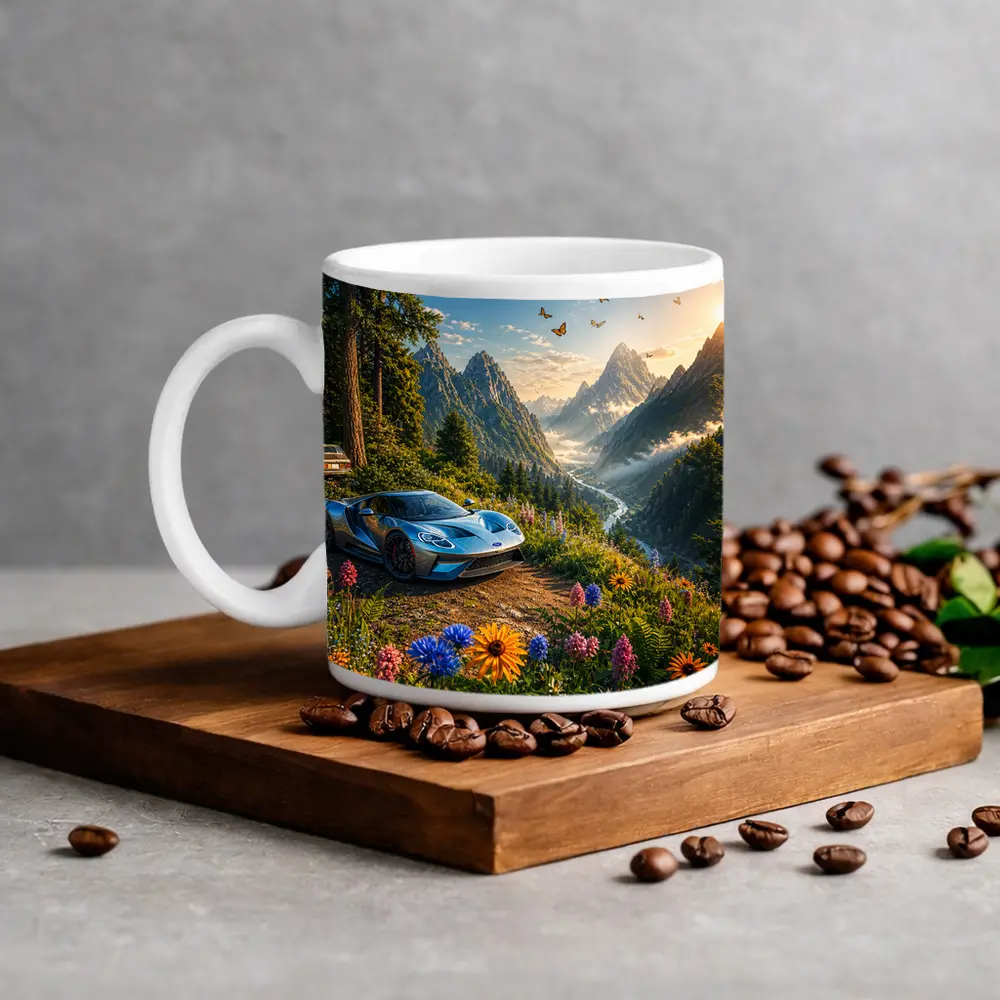 Ford GT Supercar Mountain Valley Wildflowers – Mugs
