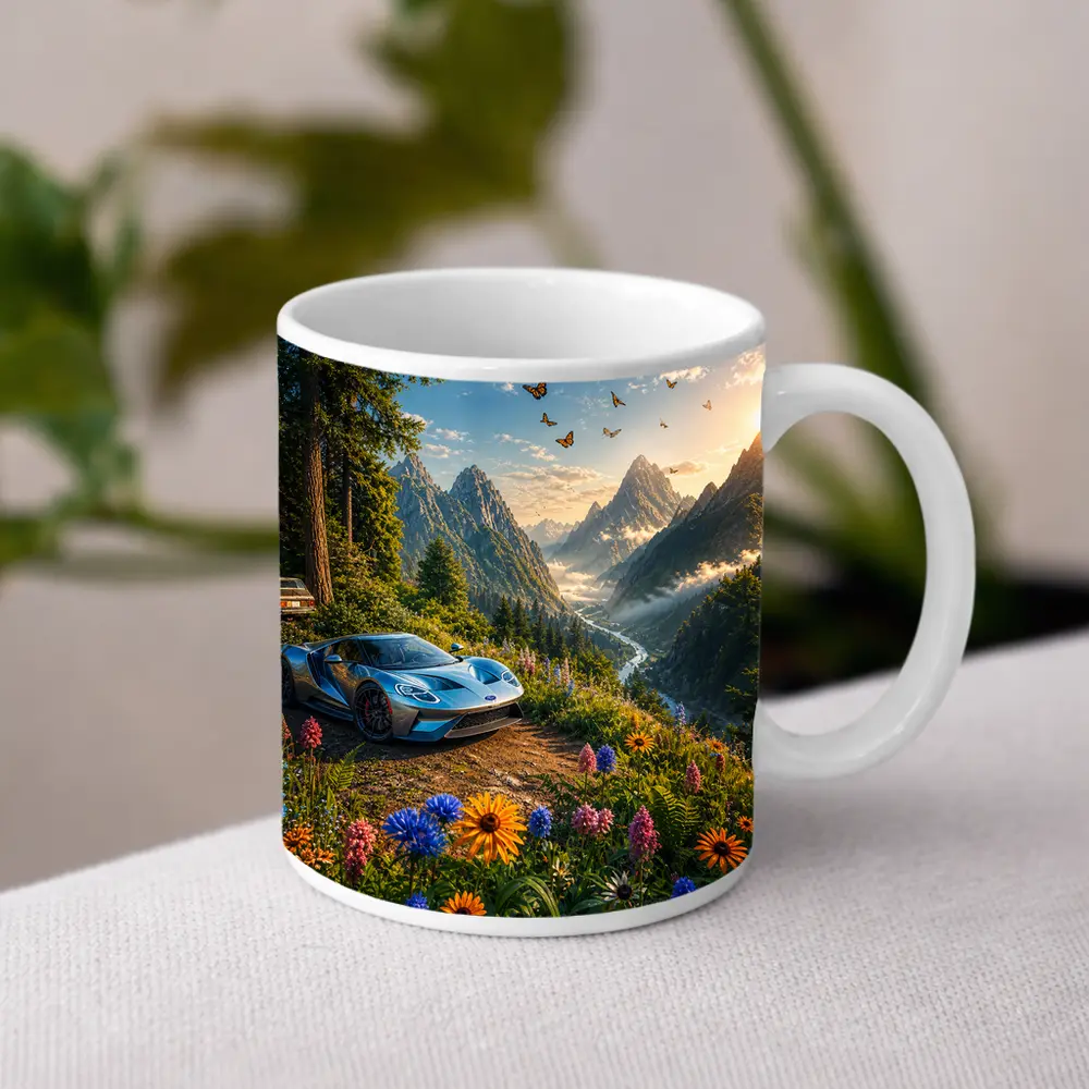 Ford GT Supercar Mountain Valley Wildflowers – Mugs