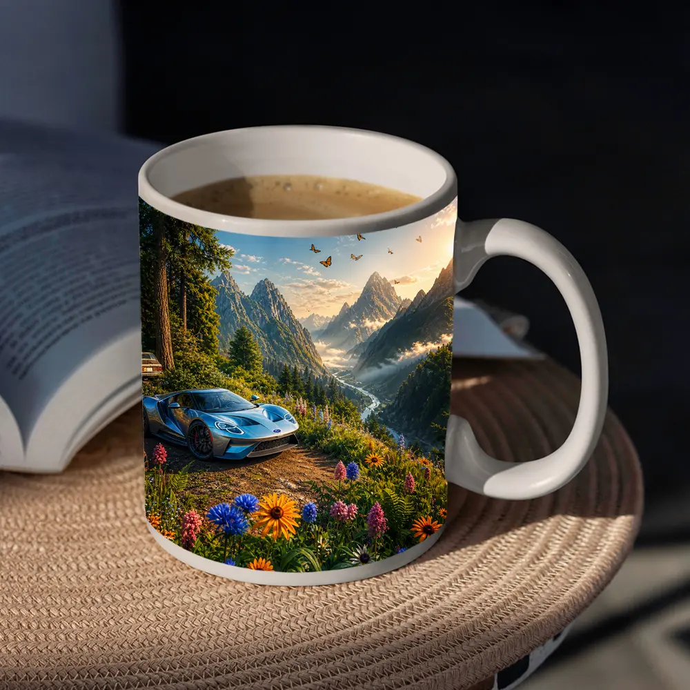 Ford GT Supercar Mountain Valley Wildflowers – Mugs
