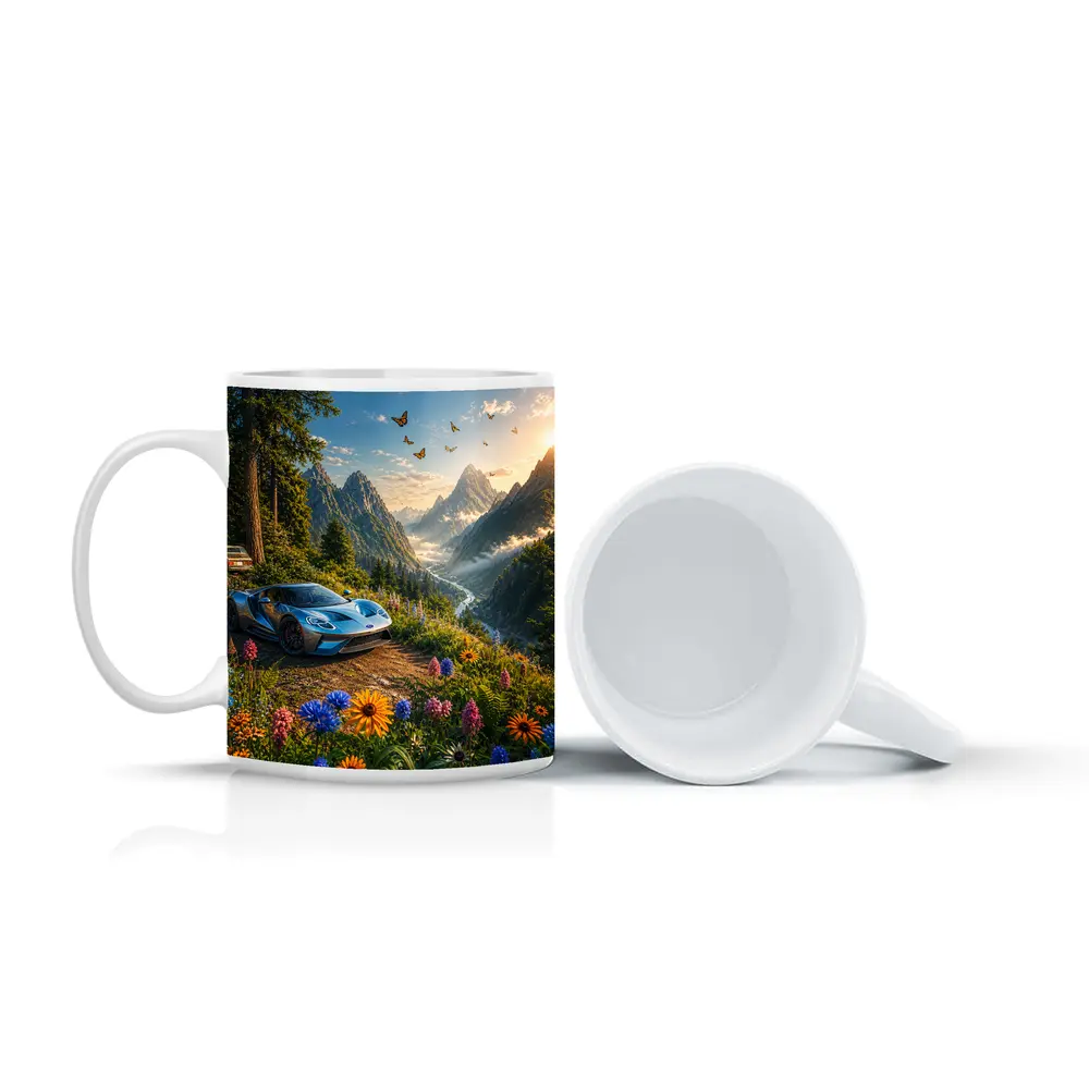 Ford GT Supercar Mountain Valley Wildflowers – Mugs