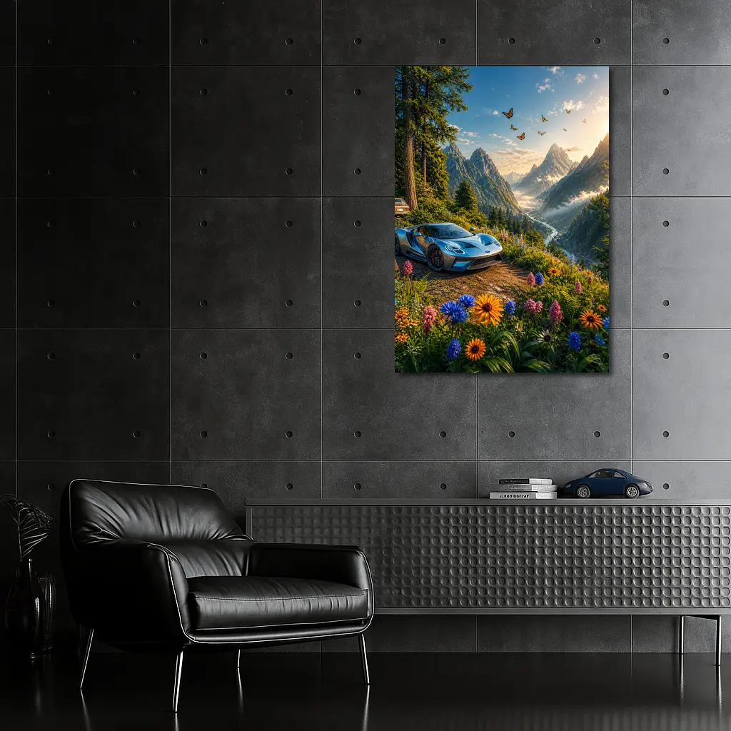 Ford GT Supercar Mountain Valley Wildflowers – Wall Art