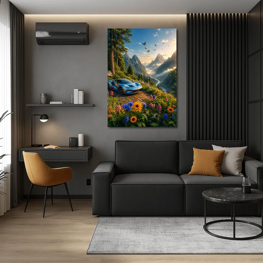 Ford GT Supercar Mountain Valley Wildflowers – Wall Art