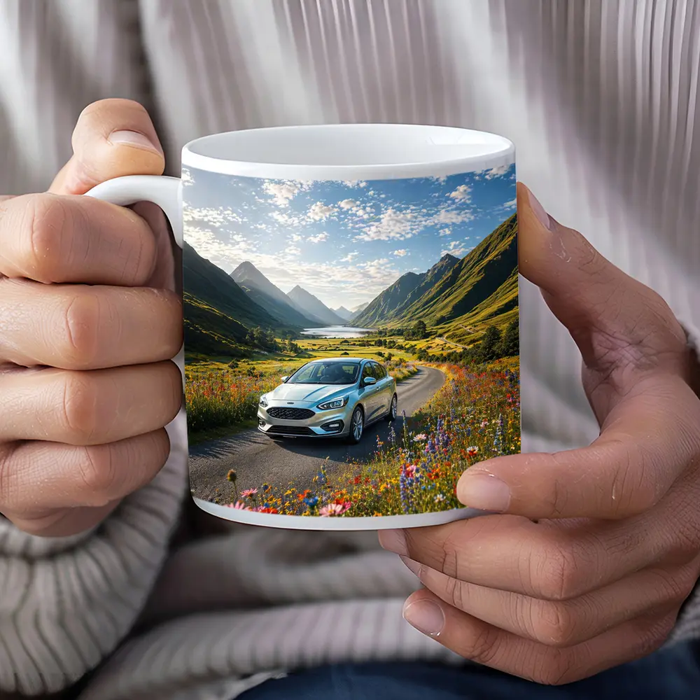 Ford Focus Silver Car Mountain Valley Road – Mugs