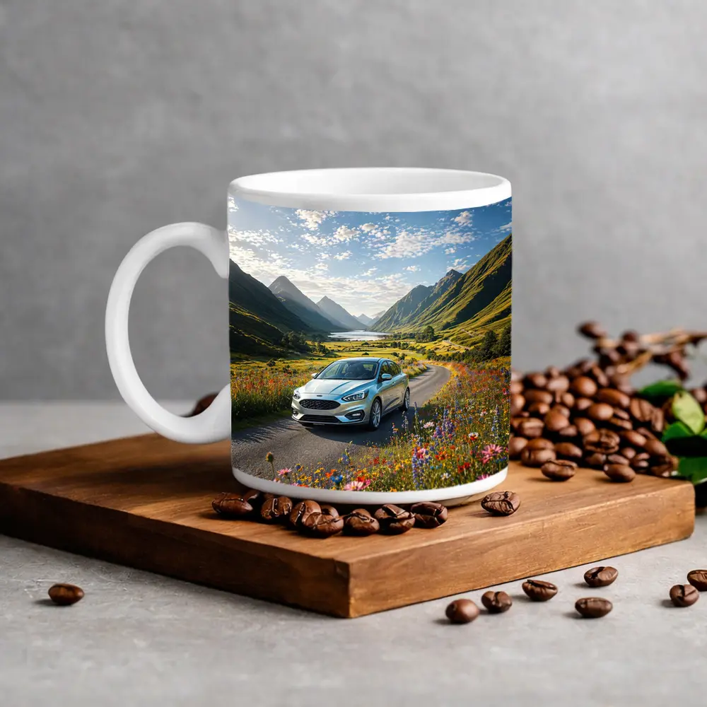 Ford Focus Silver Car Mountain Valley Road – Mugs
