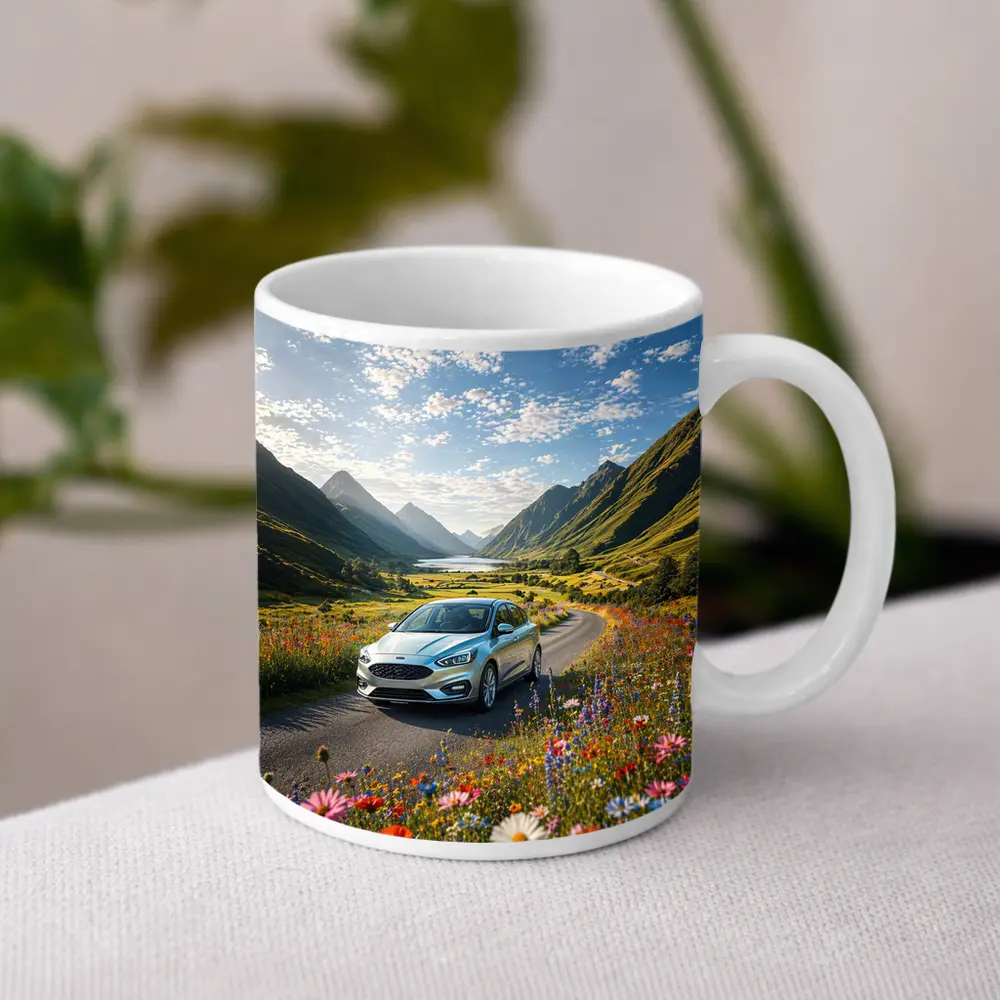Ford Focus Silver Car Mountain Valley Road – Mugs