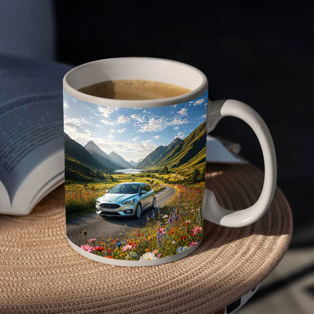 Ford Focus Silver Car Mountain Valley Road – Mugs