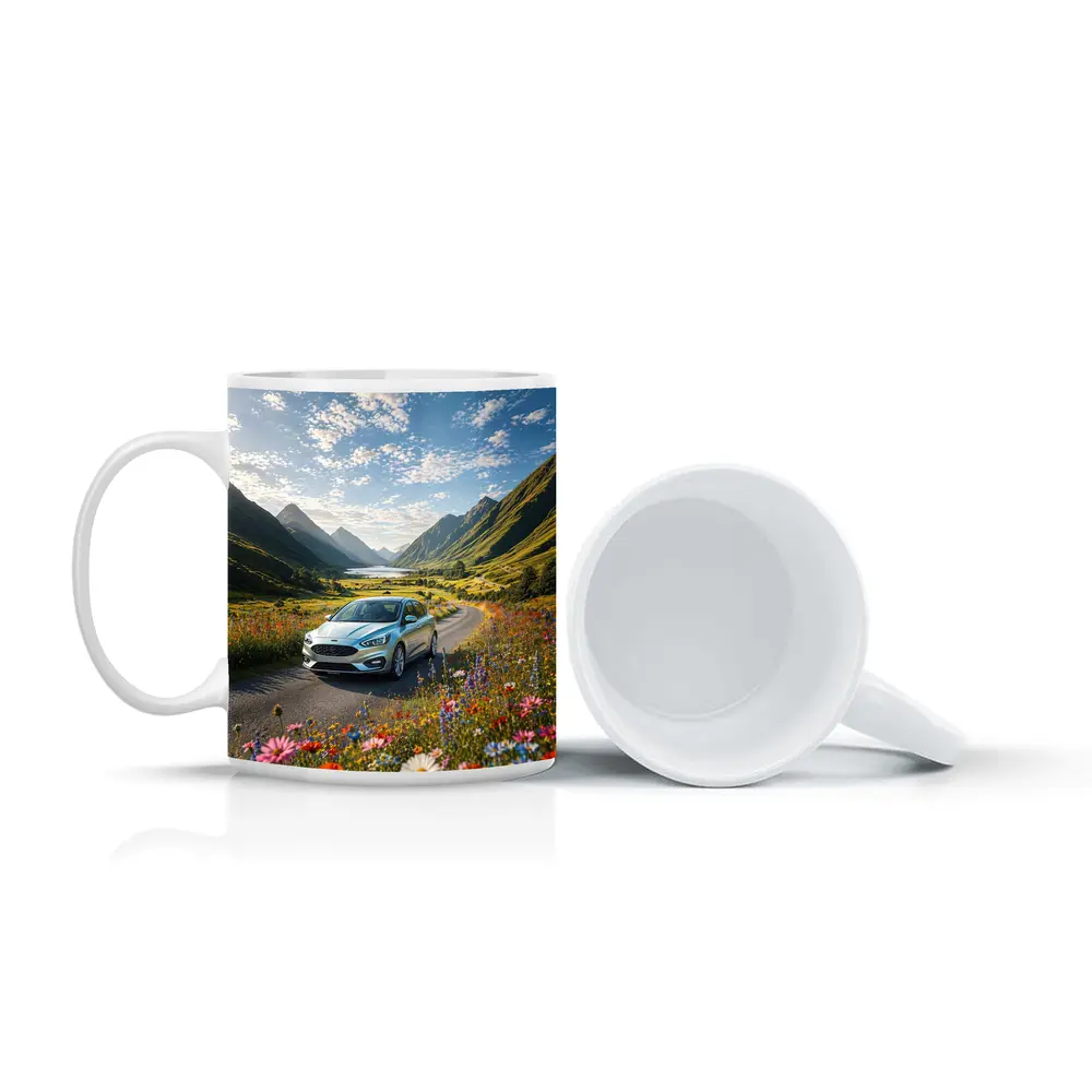 Ford Focus Silver Car Mountain Valley Road – Mugs