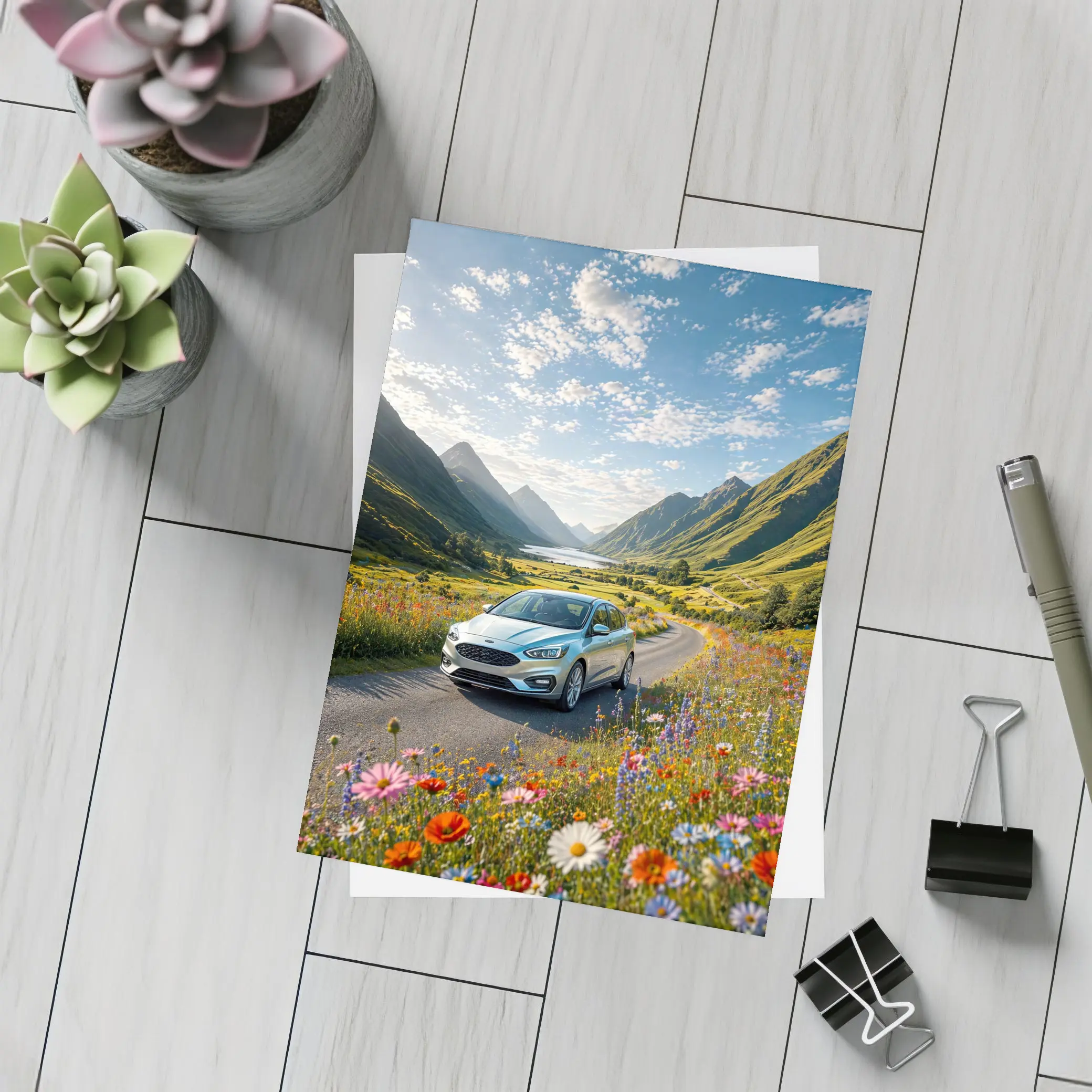 Ford Focus Silver Car Mountain Valley Road – Postcards