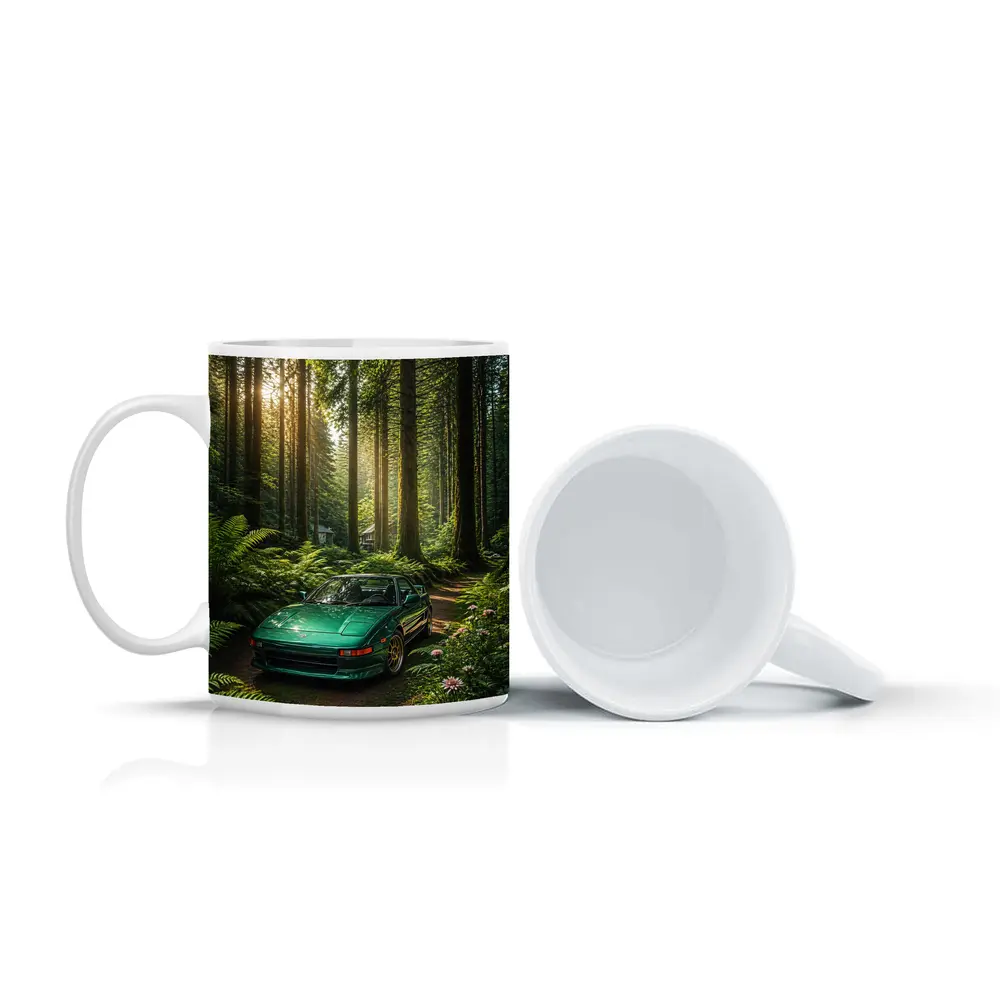 Toyota MR2 Parked In Sunlit Forest – Mugs