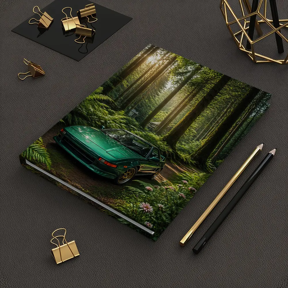 Toyota MR2 Parked In Sunlit Forest – Notebooks