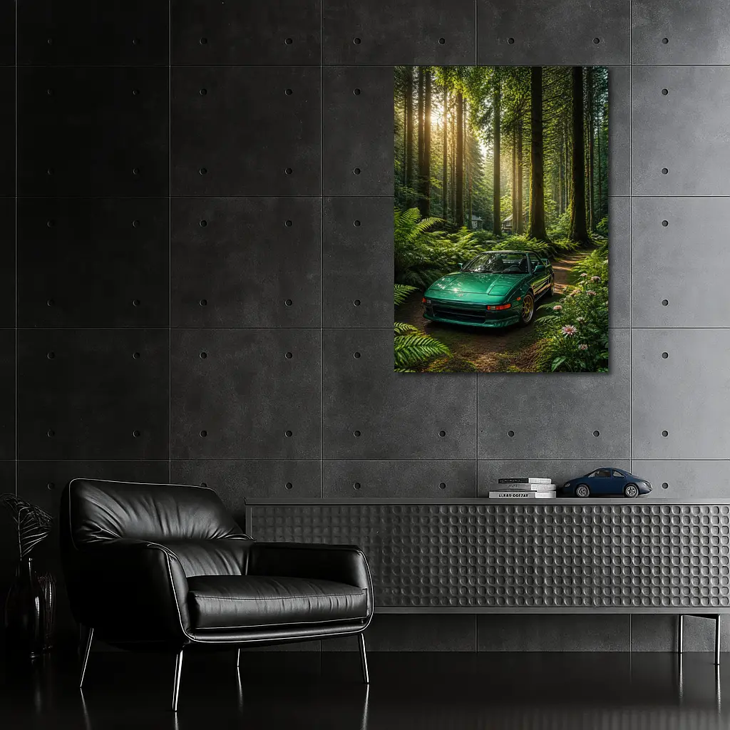 Toyota MR2 Parked In Sunlit Forest – Wall Art