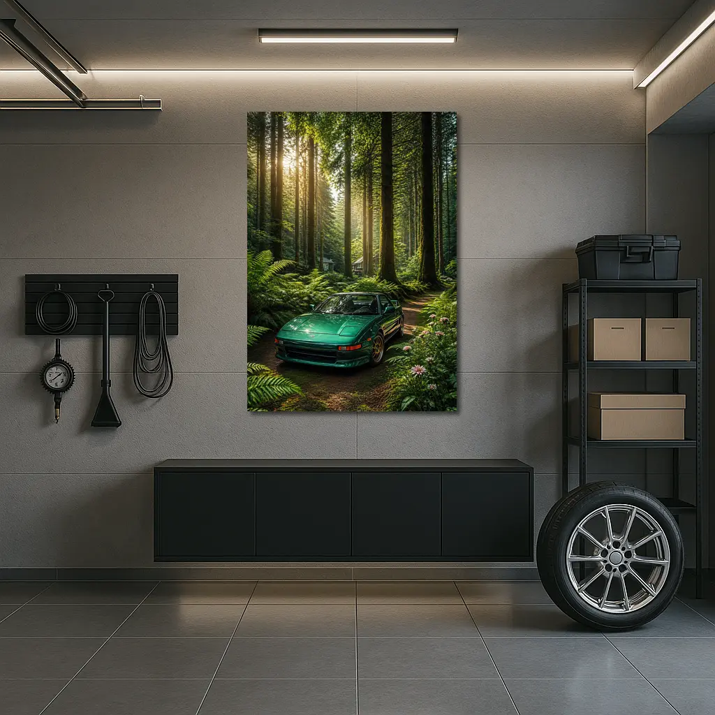 Toyota MR2 Parked In Sunlit Forest – Wall Art