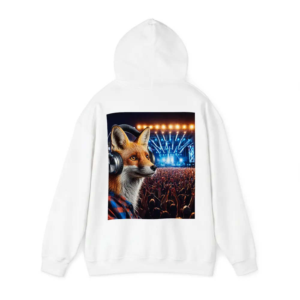 Fox With Headphones At Music Festival – Hoodies