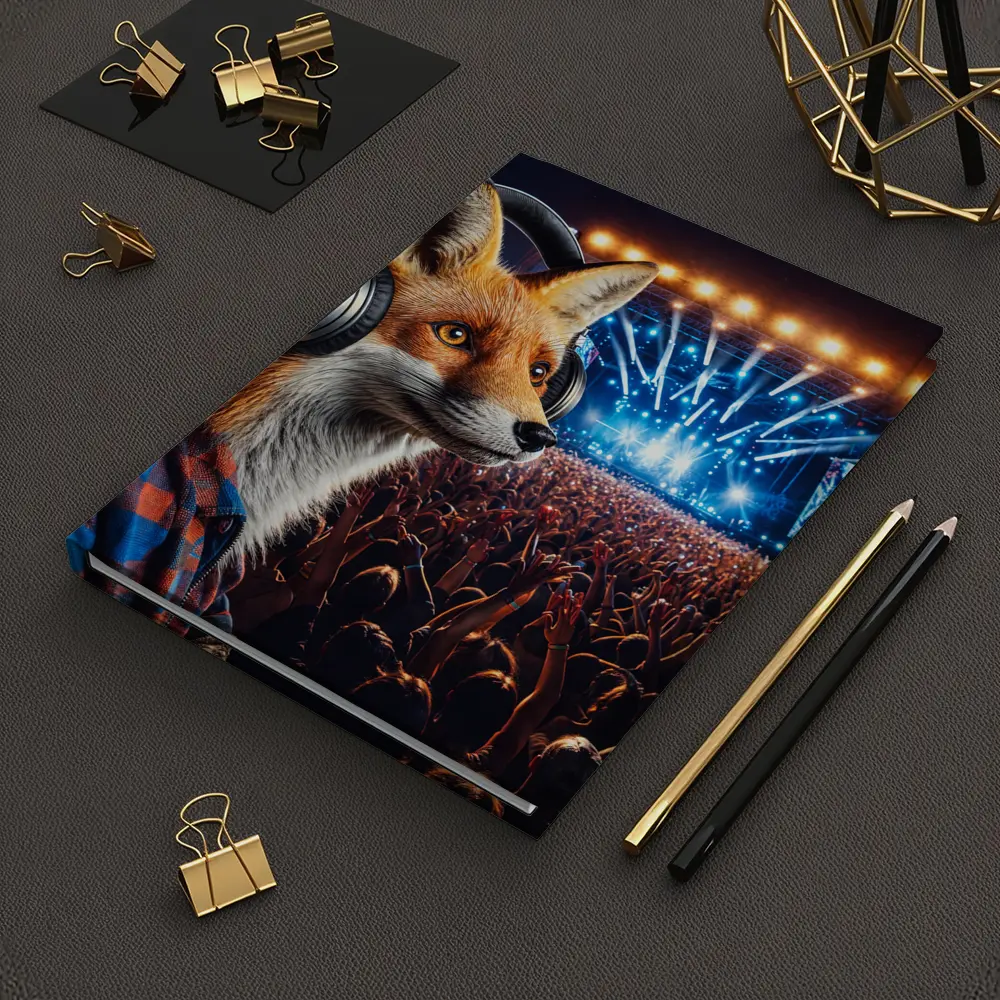 Fox With Headphones At Music Festival – Notebooks