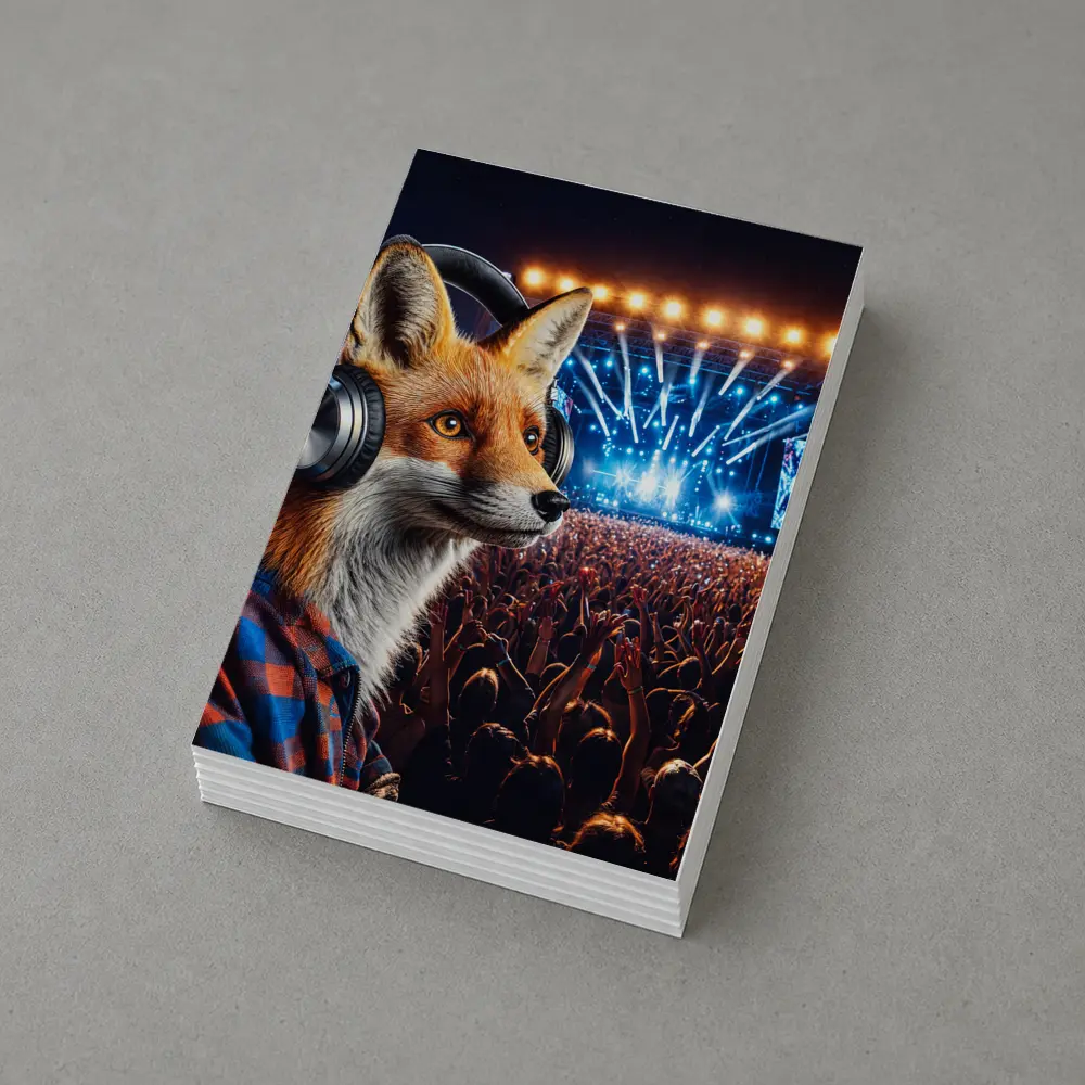 Fox With Headphones At Music Festival – Postcards