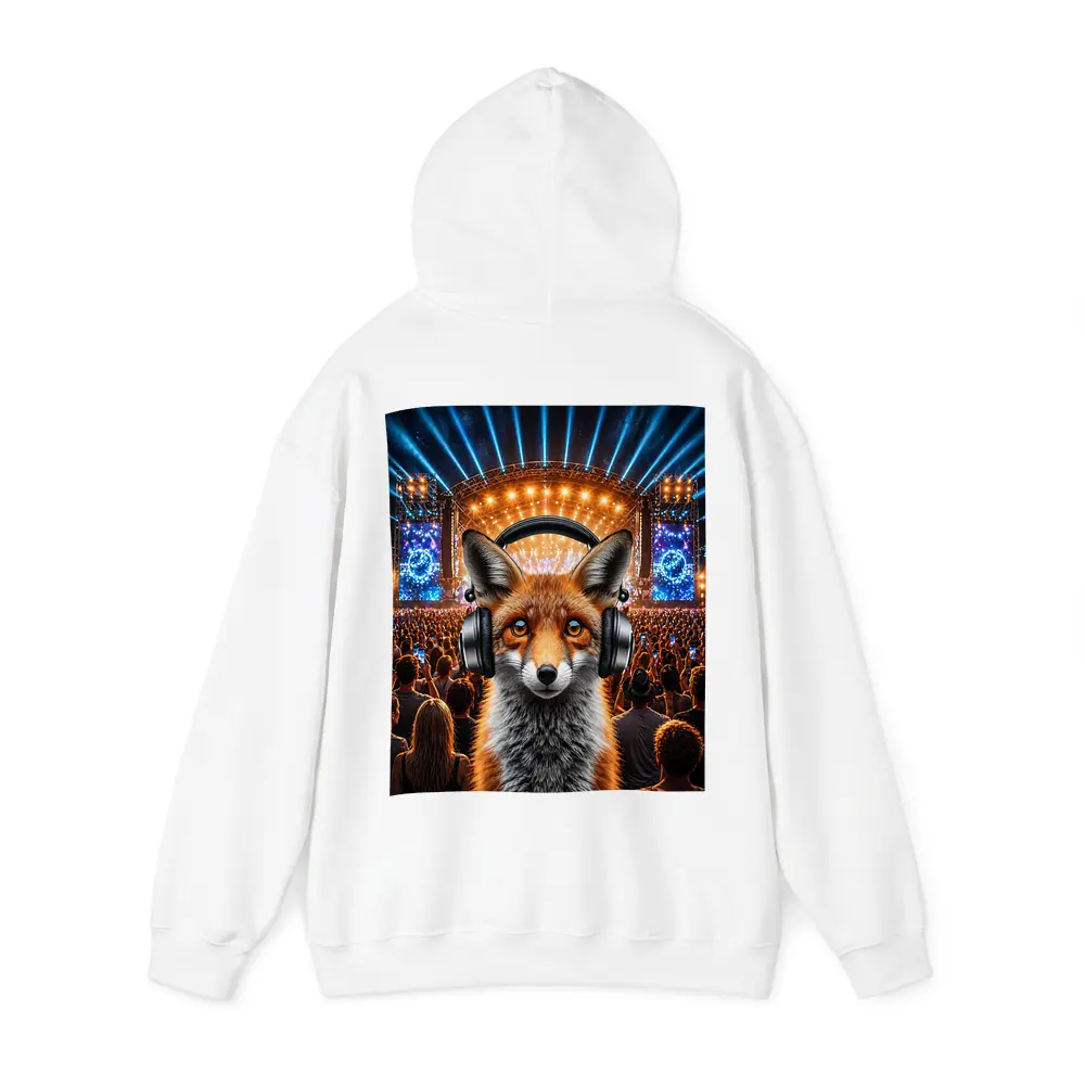 Red Fox With Headphones At Music Festival – Hoodies