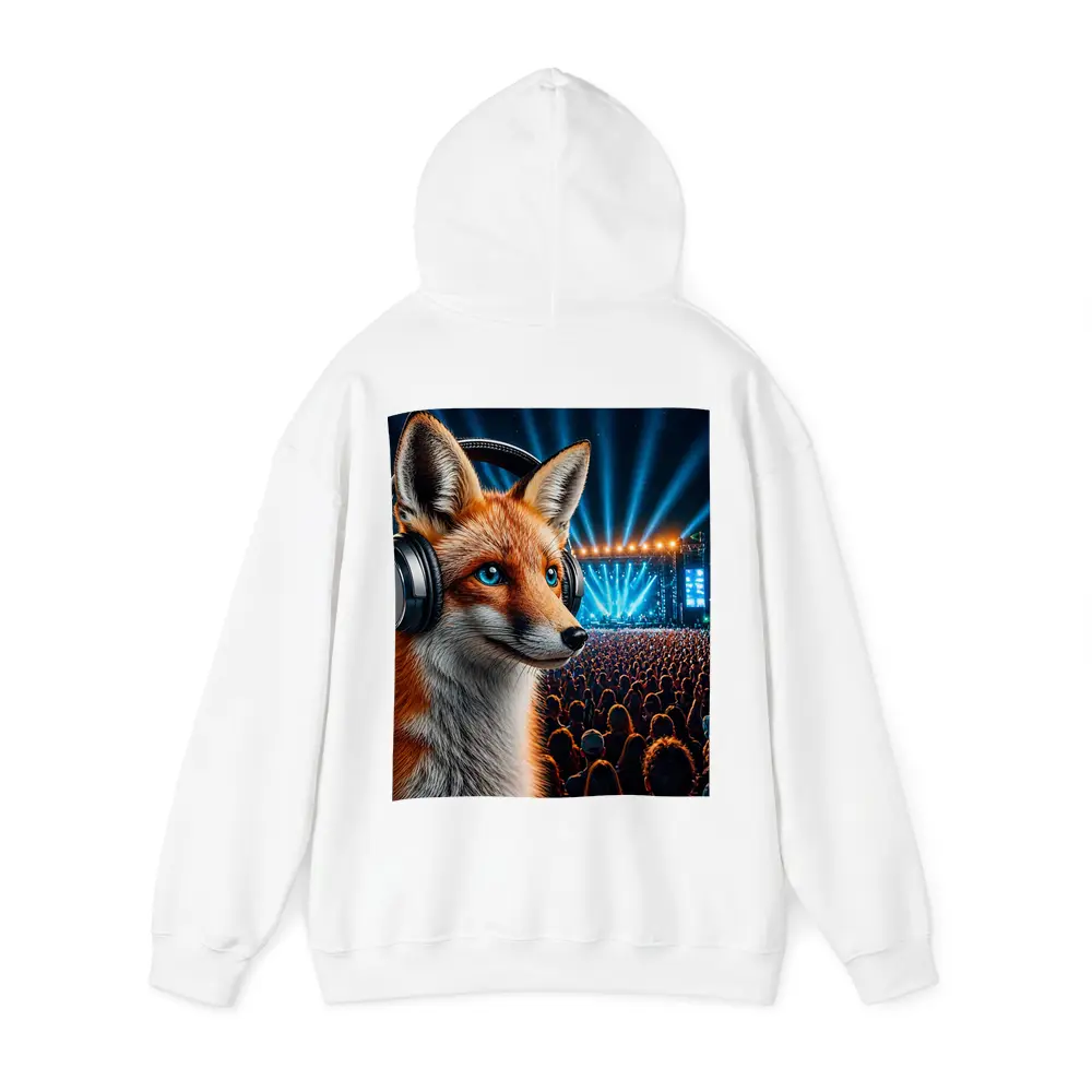 Fox With Headphones At Music Festival Night – Hoodies