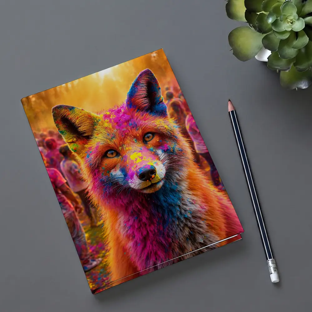 Fox Covered in Holi Colors Festival Crowd – Notebooks