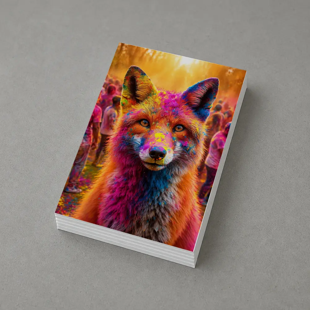 Fox Covered in Holi Colors Festival Crowd – Postcards