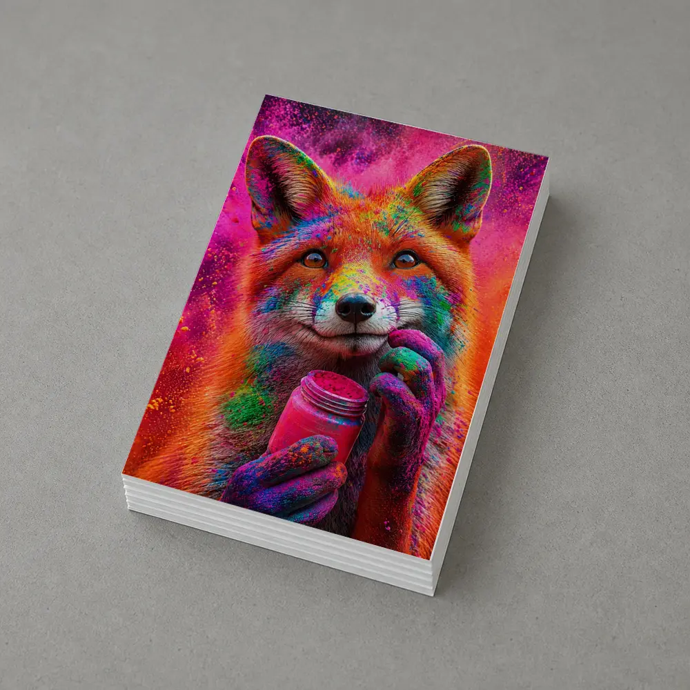 Colorful Fox Holding Holi Powder Jar – Postcards