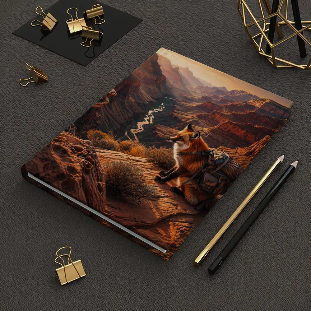 Red Fox With Backpack Grand Canyon Sunset – Notebooks