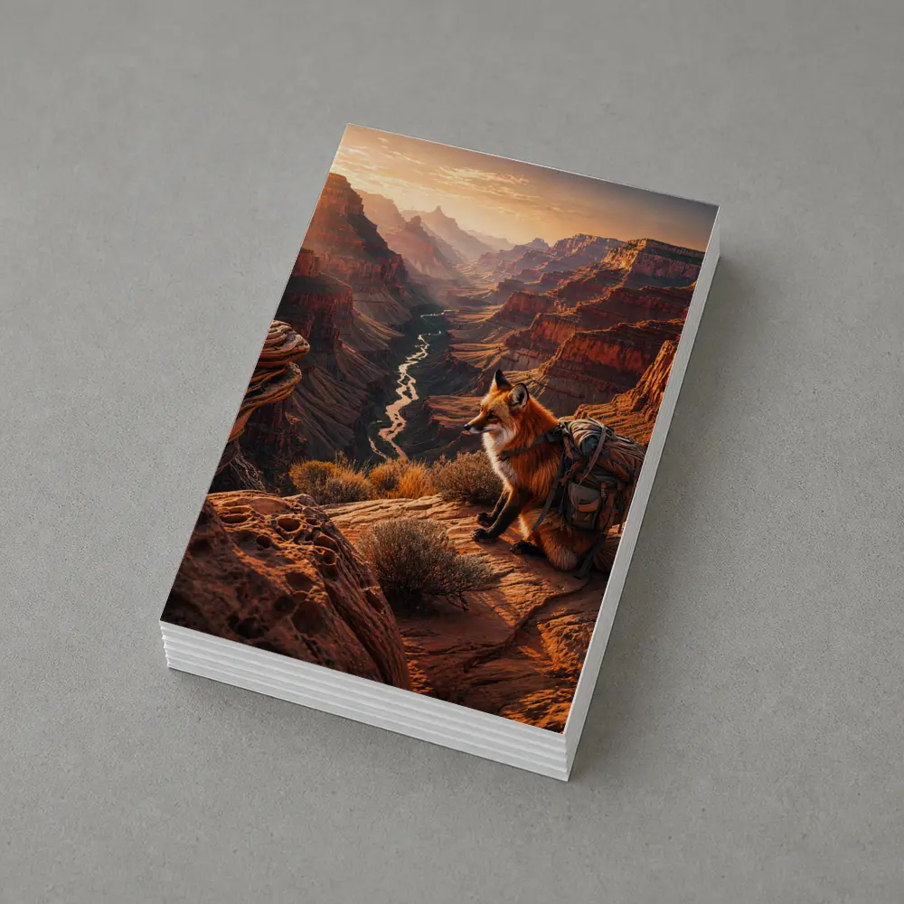 Red Fox With Backpack Grand Canyon Sunset – Postcards