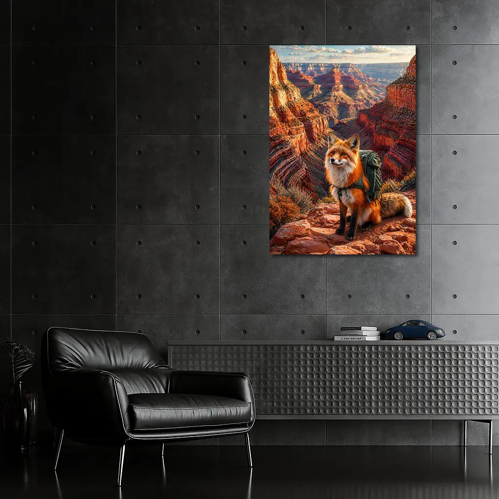 Red Fox Hiking Grand Canyon Rocky Landscape – Wall Art