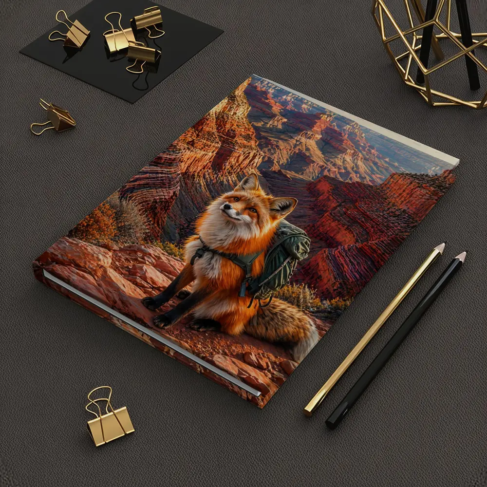 Red Fox Hiking Grand Canyon Rocky Landscape – Notebooks