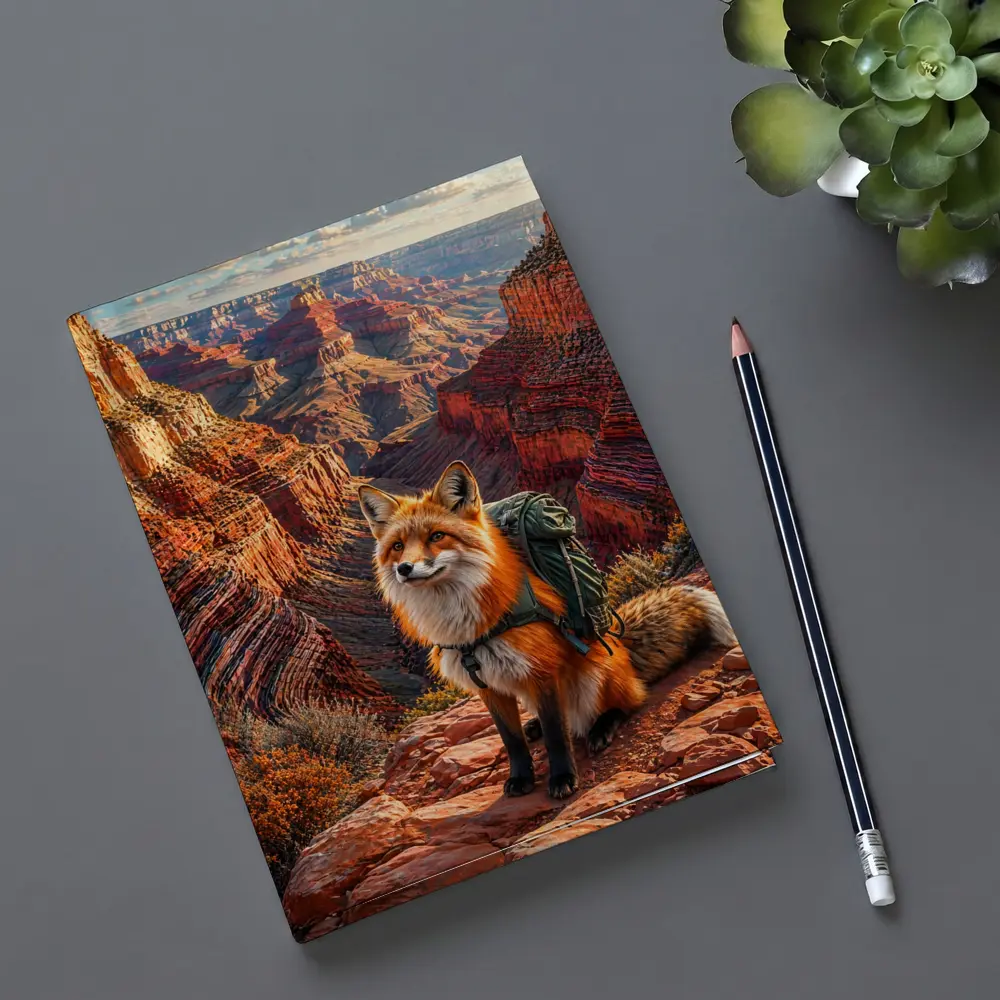 Red Fox Hiking Grand Canyon Rocky Landscape – Notebooks