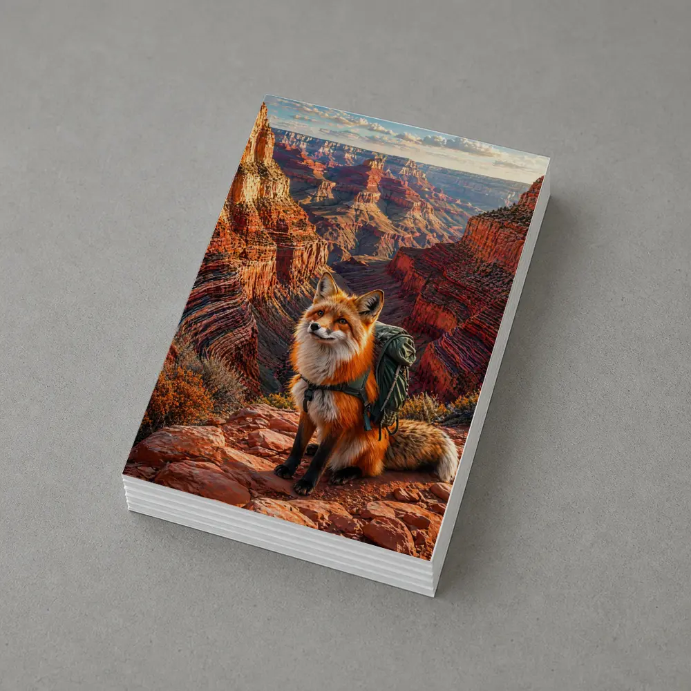 Red Fox Hiking Grand Canyon Rocky Landscape – Postcards