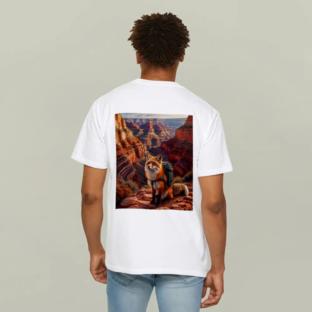Red Fox Hiking Grand Canyon Rocky Landscape – T-Shirts