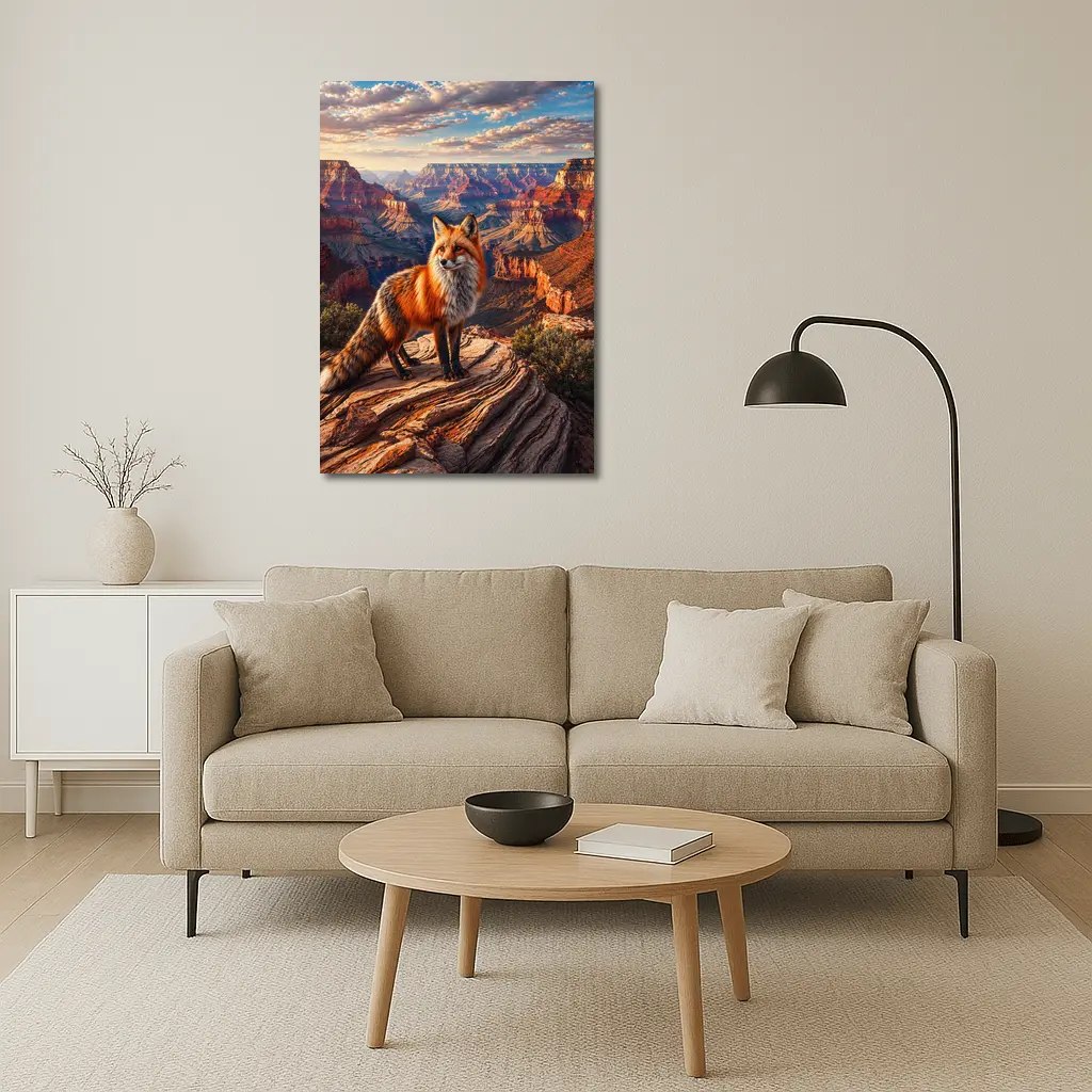 Red Fox Standing Over Grand Canyon Landscape – Wall Art