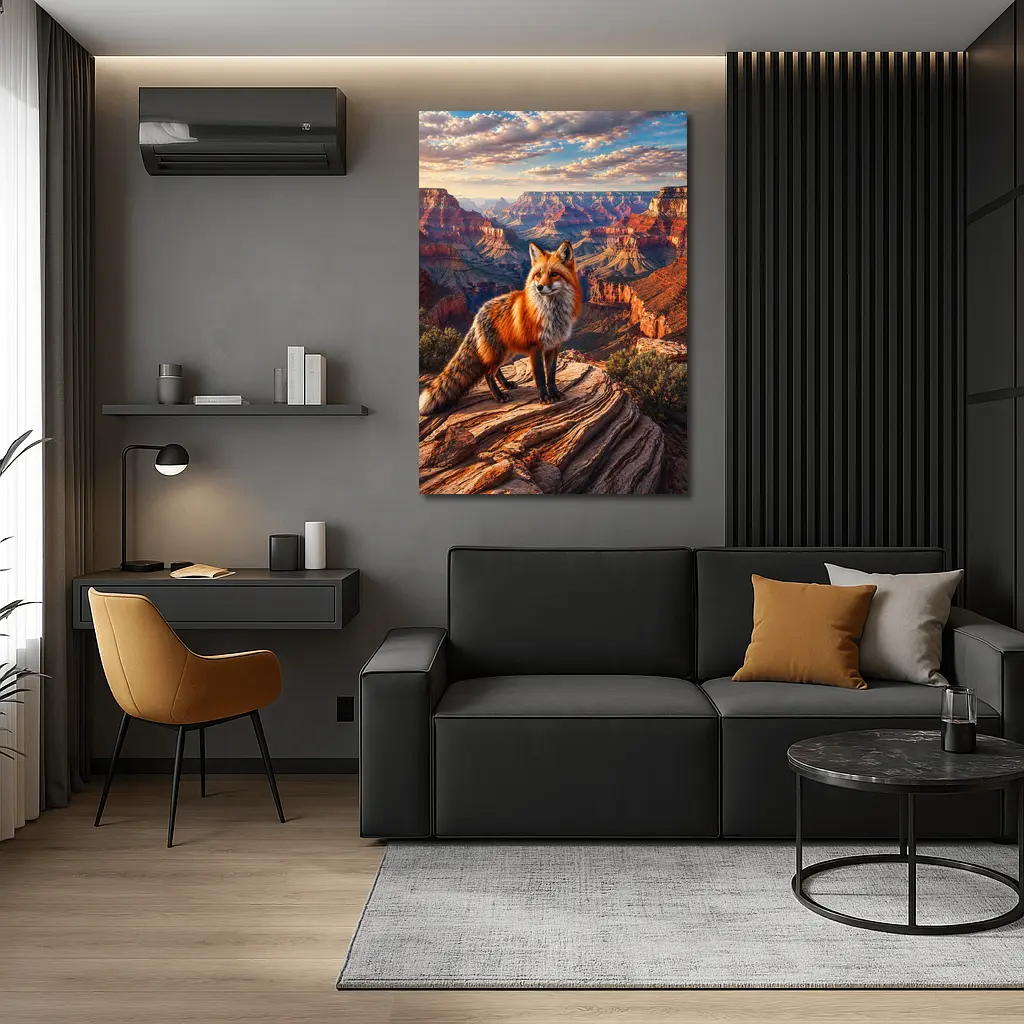 Red Fox Standing Over Grand Canyon Landscape – Wall Art
