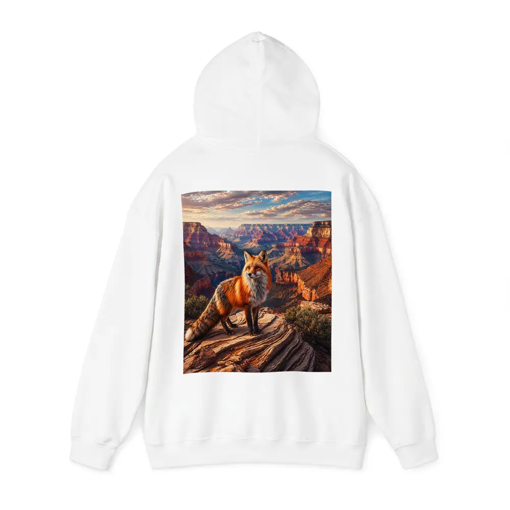 Red Fox Standing Over Grand Canyon Landscape – Hoodies