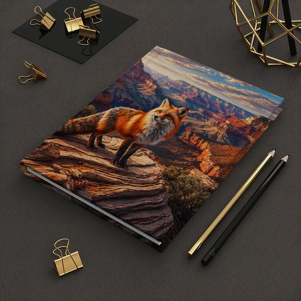 Red Fox Standing Over Grand Canyon Landscape – Notebooks