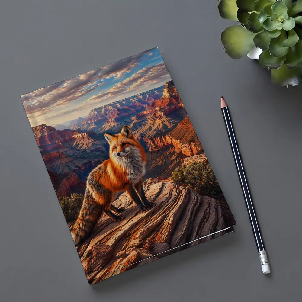 Red Fox Standing Over Grand Canyon Landscape – Notebooks