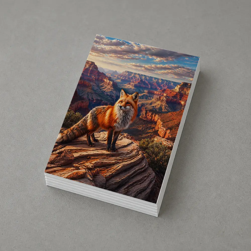 Red Fox Standing Over Grand Canyon Landscape – Postcards
