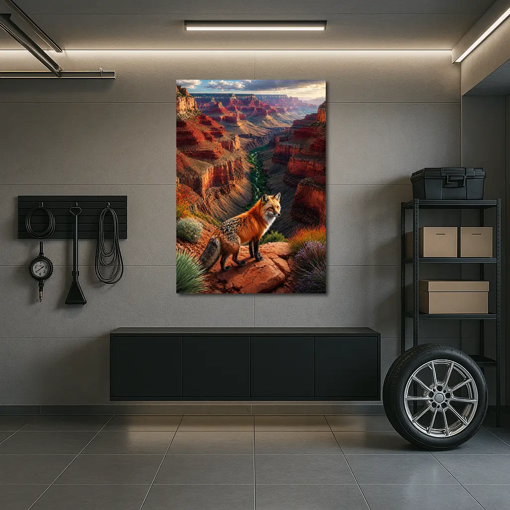 Red Fox Standing at Grand Canyon Rim – Wall Art