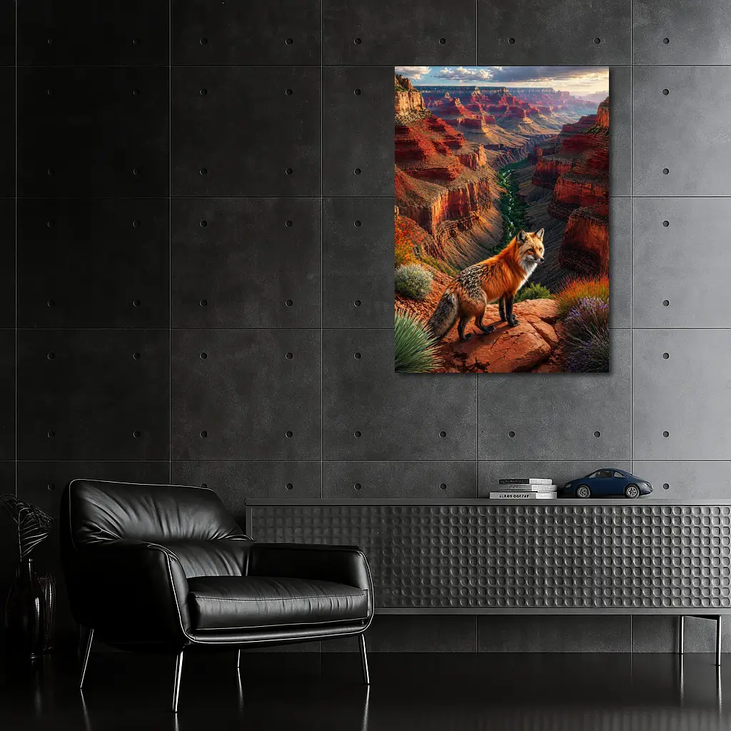 Red Fox Standing at Grand Canyon Rim – Wall Art