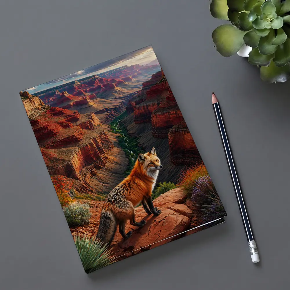 Red Fox Standing at Grand Canyon Rim – Notebooks