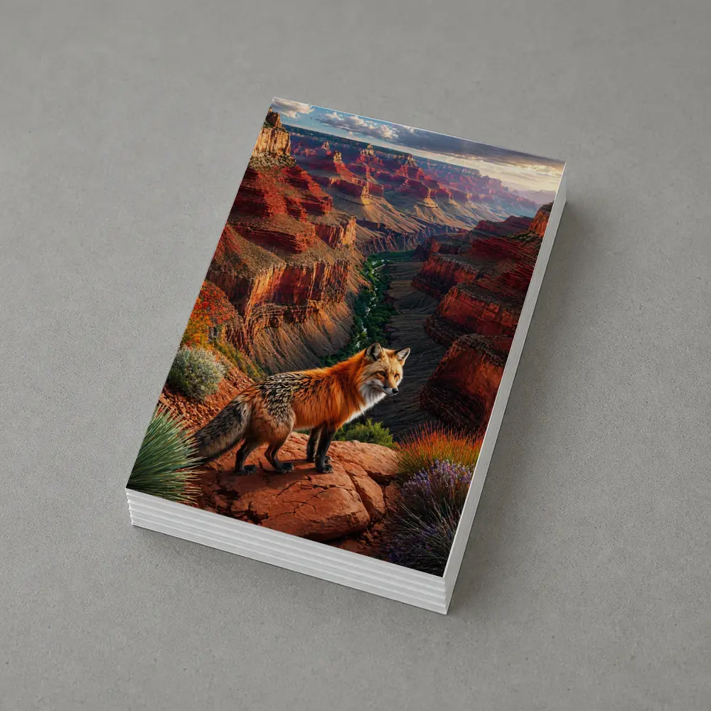 Red Fox Standing at Grand Canyon Rim – Postcards