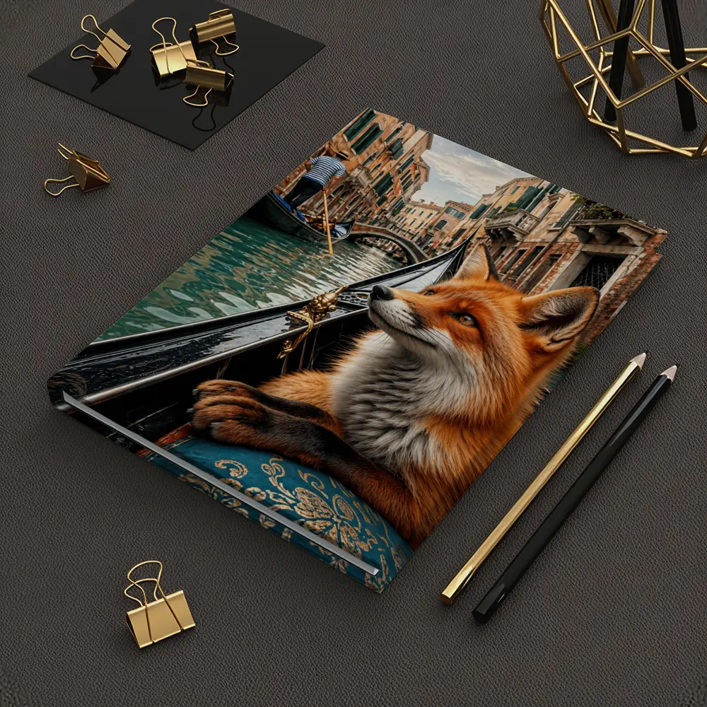 Red Fox Riding Gondola Venice Canal – Notebooks