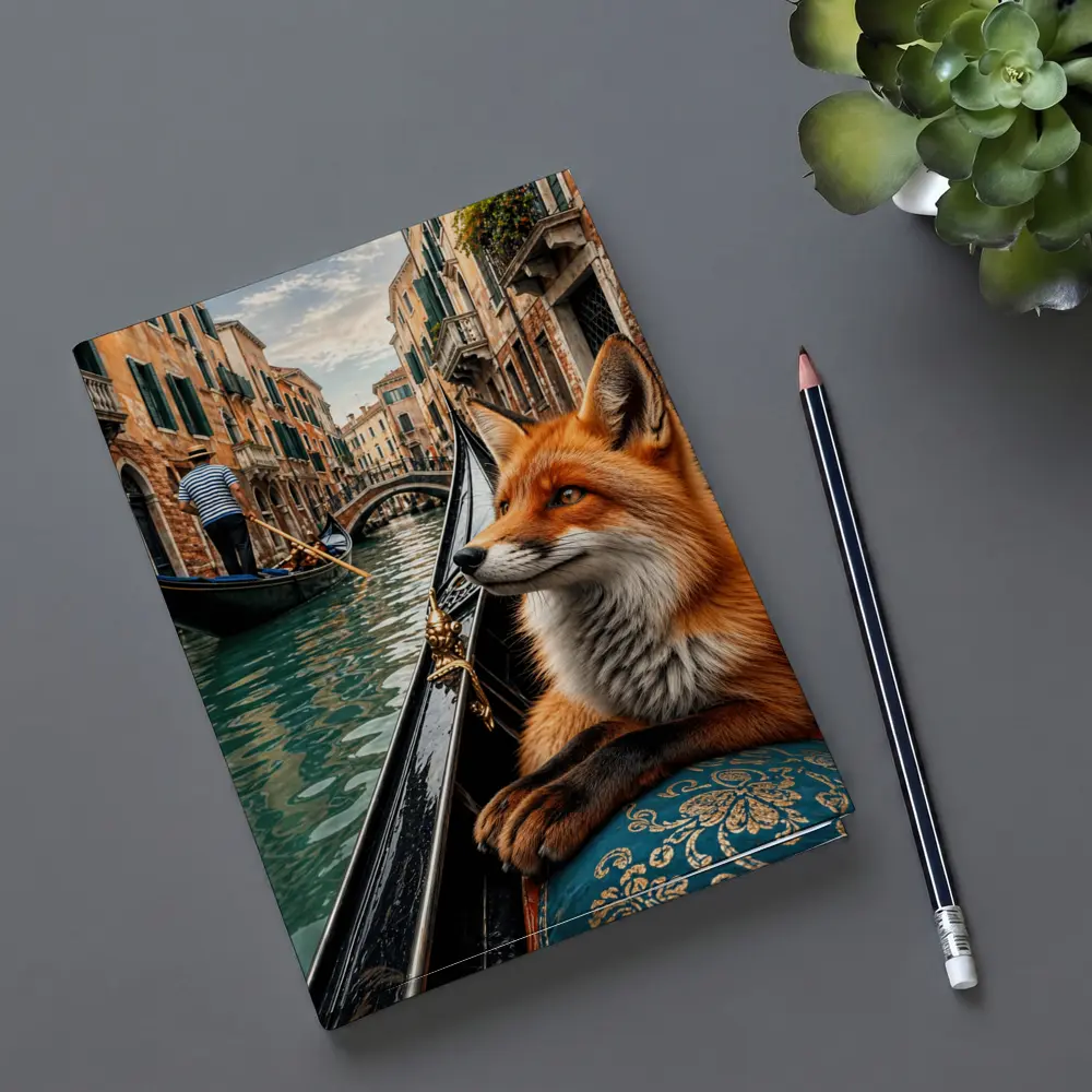 Red Fox Riding Gondola Venice Canal – Notebooks