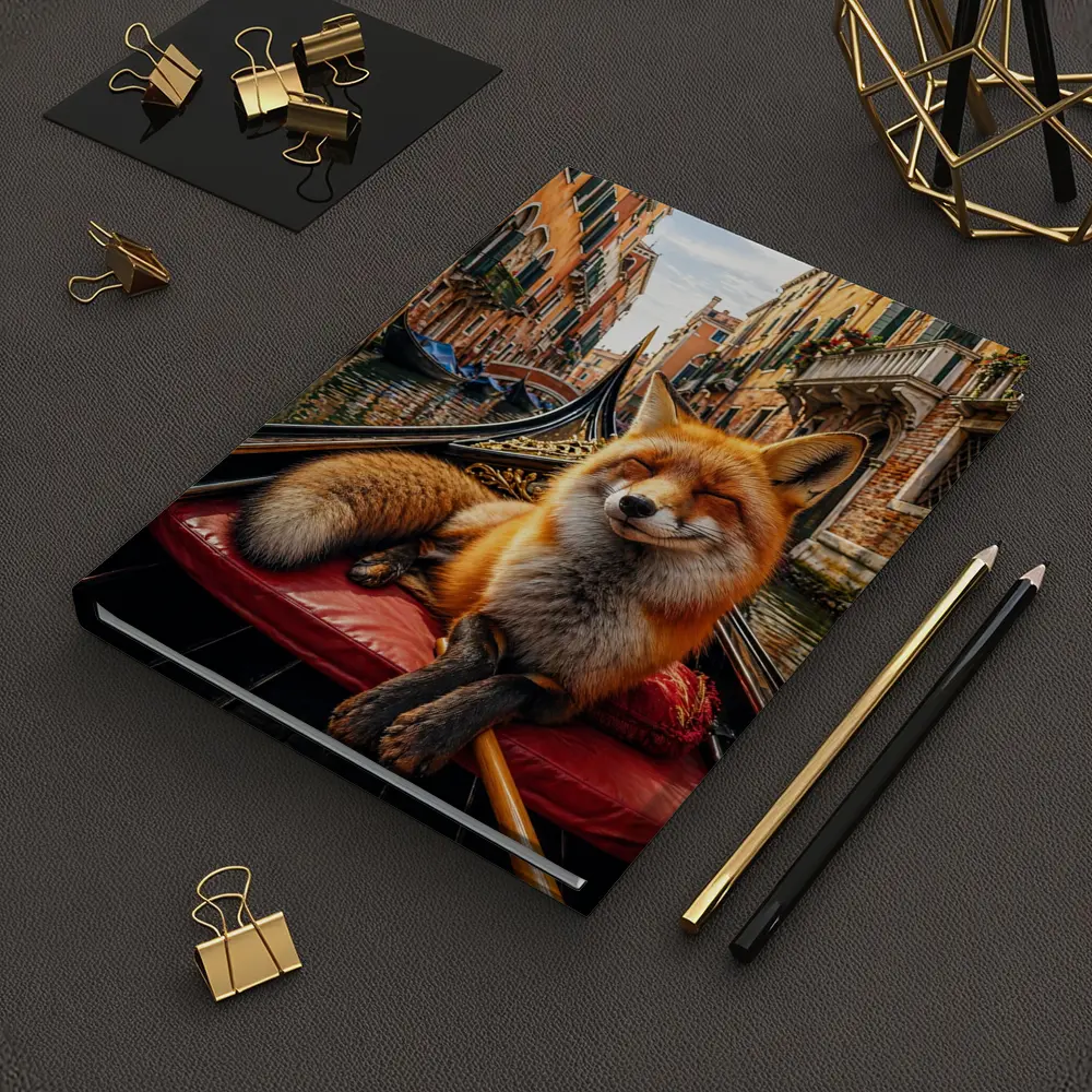 Red Fox Relaxing on Venice Gondola Canal – Notebooks