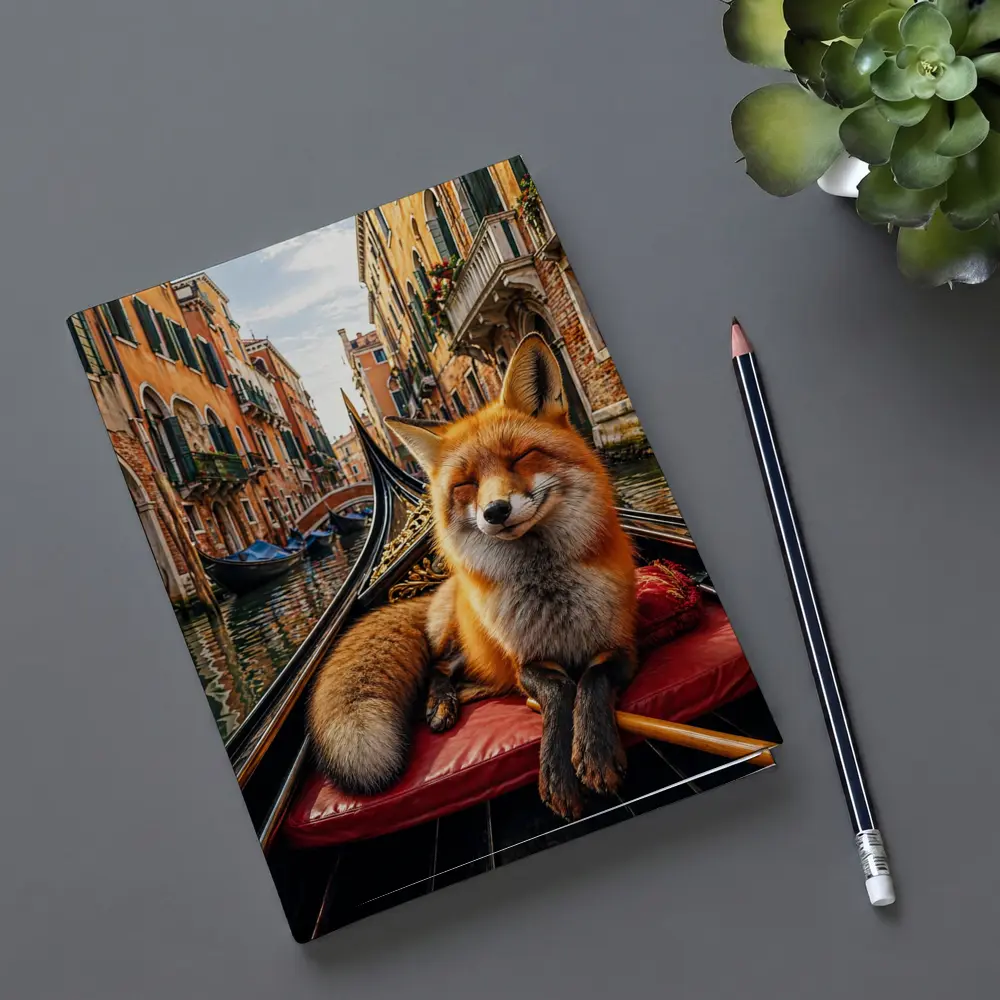 Red Fox Relaxing on Venice Gondola Canal – Notebooks