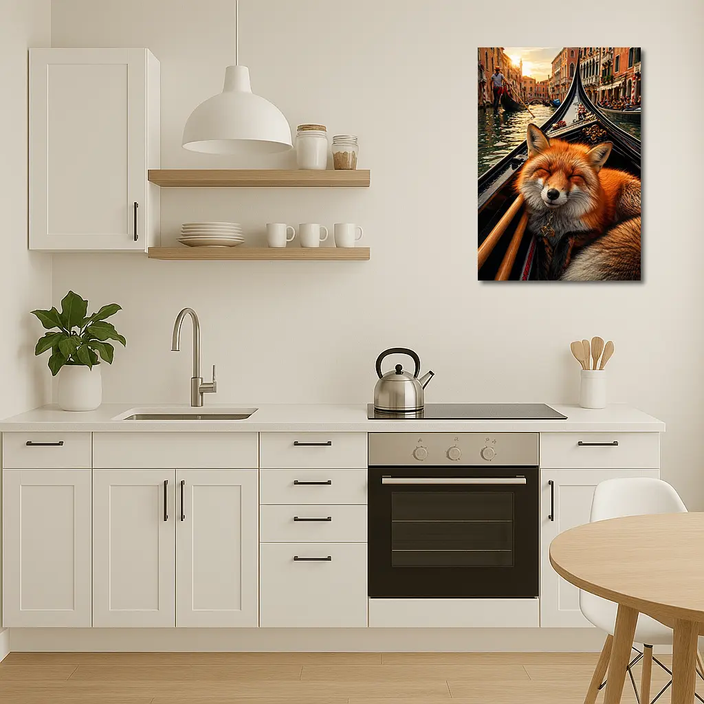 Red Fox Sleeping on Venice Gondola – Wall Art