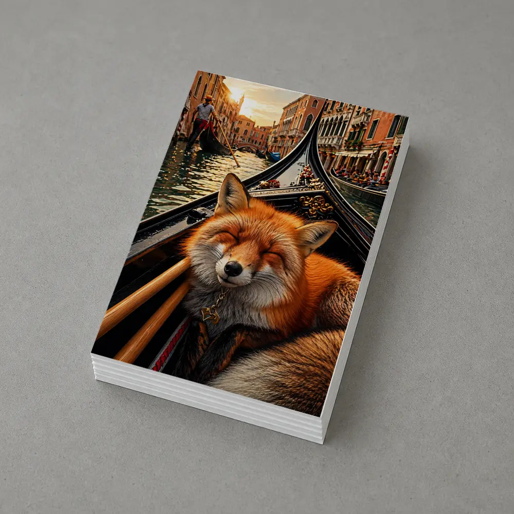 Red Fox Sleeping on Venice Gondola – Postcards